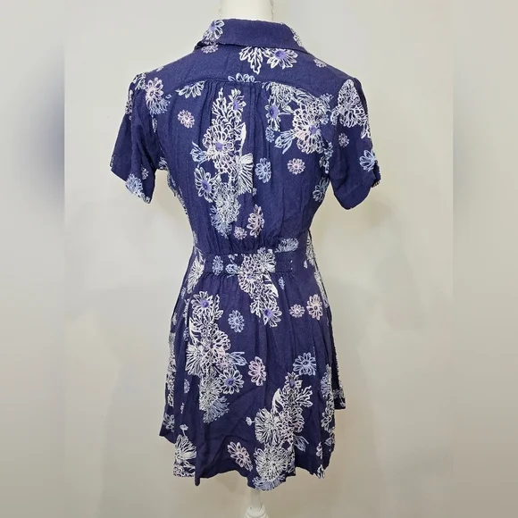 Free People Hawaiian Floral Navy Wrap Dress - Picture 5 of 10